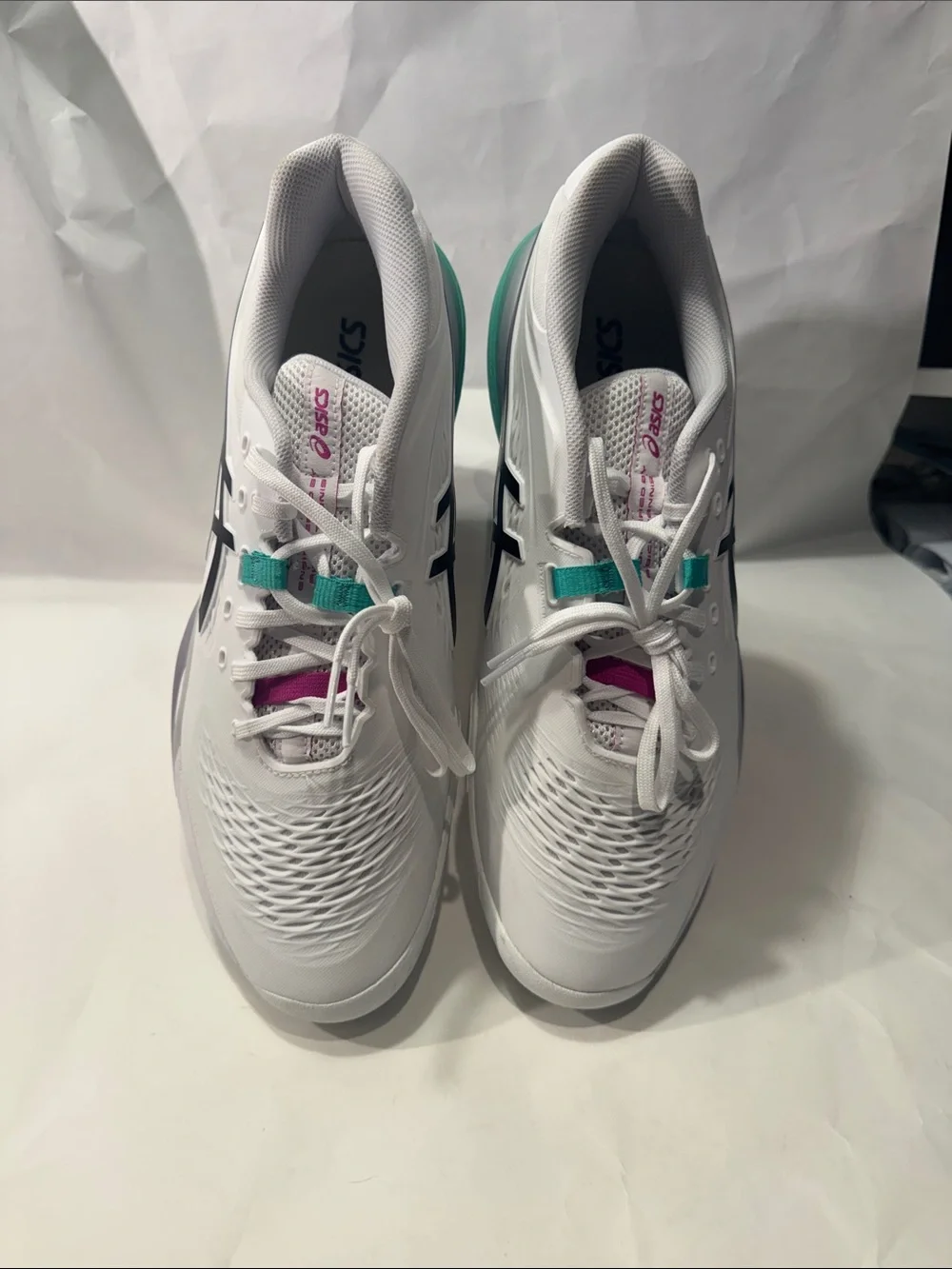 ASICS GEL-Resolution X Men’s 11 Tennis Shoes White Teal Pink NEW $165